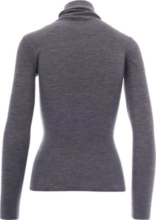 Elisabetta Franchi Womens Ribbed Turtleneck Sweater Grey Melange-Ivory Wool Elastane Jumpers Melange/ivory