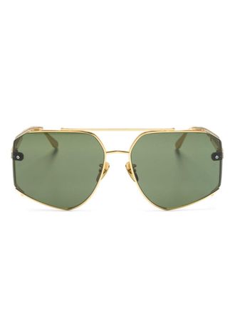 Linda Farrow Occhiali da sole Amar stile pilota - Oro