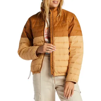Billabong Never Stop Packable Water Repellent Puffer Jacket in Caramel at Nordstrom Rack, Size X-Small