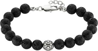 Bruno Banani Armband »Schmuck Geschenk Edelstalarmband mit Lavasteinen« mit Lavastein