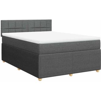 vidaXL Cama Box Spring Con Colch&oacute;n Tela Gris Oscuro 140x200 Cm Vidaxl