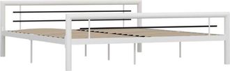 vidaXL Vidaxl - Estructura de cama sin colchón metal blanco y negro 180x200 cm