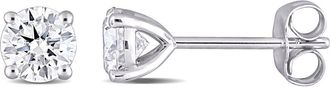 Amour 1 CT DEW Created Moissanite Solitaire Stud Earrings In 10K White Gold
