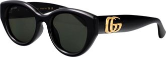 Gucci Gg 1976Sk Cat Eye Zonnebril - unisex - Zonnebrillen - Zwart - 52 MM - Leer - Accessoires