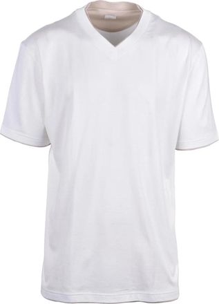 Eleventy White Minimalist V-Neck Cotton T-Shirt