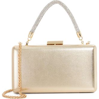 Dune London Beaut Top Handle Frame Clutch in Gold Leather at Nordstrom