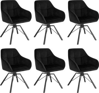 Woltu 6x Sillas De Comedor Giratorias Sillas De Cocina Tapizadas En Terciopelo Suave Sillas Ergonomicas Con Respaldo Y Brazos Para Sal&oacute;n Y Dormitorio Patas 