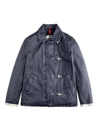 Fay Structured Boxy Blue Metal Toggle Jacket