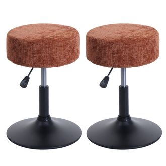 Hhg Hhg - Nunca Usado] Lote De 2 Taburetes 883, Taburete Giratorio Regulable En Altura &Oslash; 37cm Tejido Chenilla (465g/m&sup2;) Mvg, Terracota