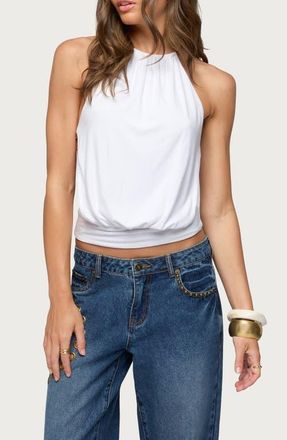Edikted Damarey Backless Chain Halter Top in White at Nordstrom, Size X-Large