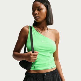 Nike Womens Nike Sportswear Tight One-Shoulder Tank Top in Green | IV5003-336