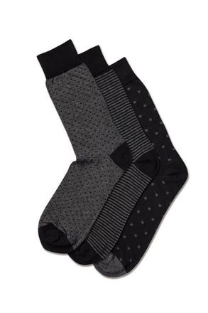CHARLES TYRWHITT Cotton Rich 3 Pack Socks in Black & Grey at Nordstrom, Size Medium