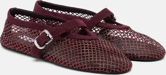 Alaia Ala&iuml;a Embellished fishnet ballet flats