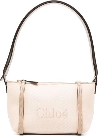 Chlo&eacute; Geborduurd Logo Beige Schoudertas - Dames - Schoudertassen - Beige - ONE Size - Tassen