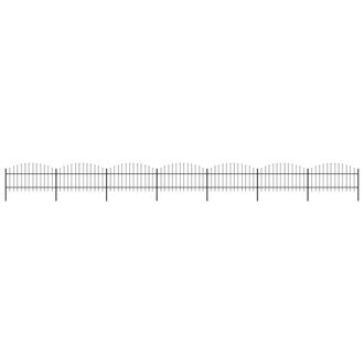 Berkfield Home Garden Fence with Spear Top Steel (1-1.25)x11.9 m Black