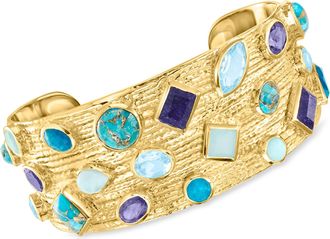 Ross-Simons Multi-Gemstone Cuff Bracelet in 18kt Gold Over Sterling