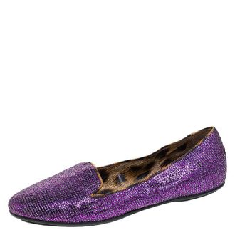 Roberto Cavalli Glitter Fabric Slip On Loafers