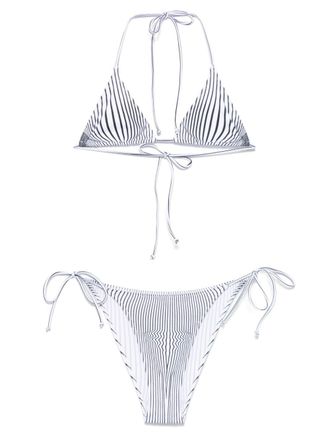 Jean Paul Gaultier Bikini a righe - Bianco