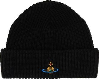 Vivienne Westwood Beanie Muts Met Logo - Dames - Hoeden - Zwart - ONE Size - Wol - Accessoires