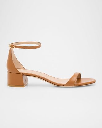 Stuart Weitzman Nudist Leather Ankle-Strap Sandals