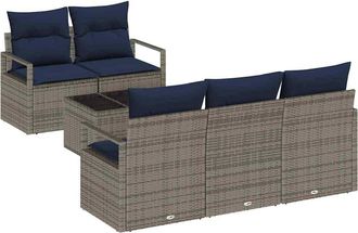vidaXL Juego De Sof&aacute; 6 Uds. 5-n&uacute;mero De Plazas Gris Y Marino Vidaxl