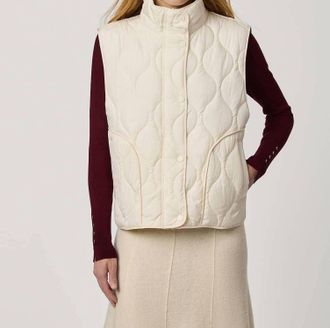 Bernardo Beekman Quilted Puffer Vest Top In Ecru