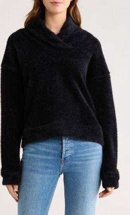 Splendid Rowan Fuzzy Cowl Neck Sweater in Black at Nordstrom Rack, Size X-Large