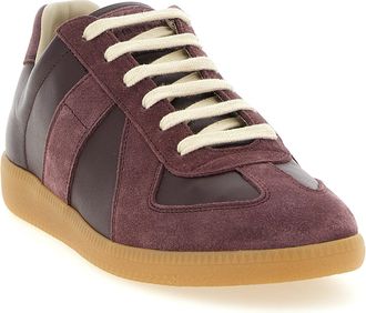 Maison Margiela Mens Bordeaux Calfskin Low Top Sneakers