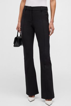 Veronica Beard Hibiscus Pintuck Boot-Cut Pants