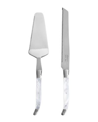 French Home Laguiole 2Pc Cake And Pie Server Set With Pearl White Handles