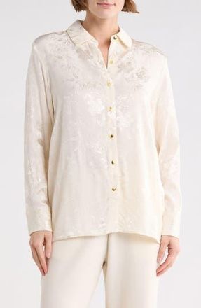 T Tahari Long Sleeve Button-Up Shirt in Ivory at Nordstrom Rack, Size X-Large