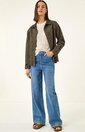 Roman Faux Suede Cut Out Shacket