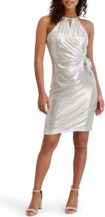 Kensie Metallic Halter Dress in Champagne at Nordstrom Rack, Size 16