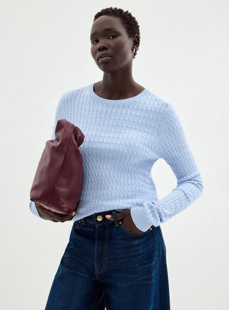 Contemporaine Womens Solid cable-knit sweater