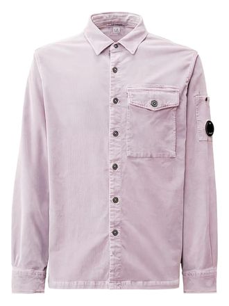 C.P. Company logo-plaque shirt - men - Spandex/Elastane/Cotton - S - Purple