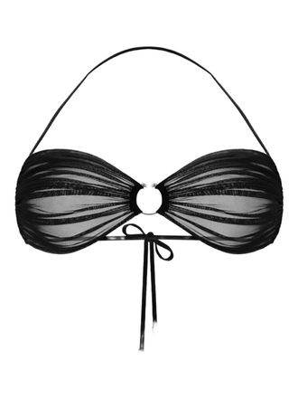 Zhilyova Icon gathered-tulle halterneck bra - Black