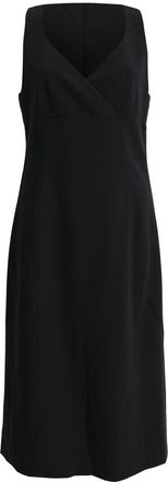 Giorgio Armani Armani Collezioni V-Neck Sleeveless Midi Dress in Black Wool