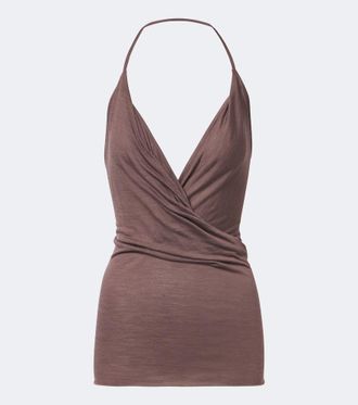 Rick Owens Top drapeado en mezcla de lana y seda