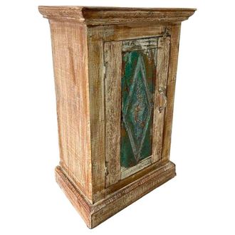 Wanderlust Deco Mesita de madera acabado artesanal marrón 43x27x73h cm