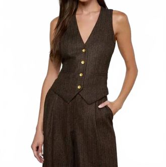 L'agence Drina V Neck Vest In Brown/ Bronze