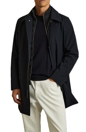Reiss Logan Water Resistant Overcoat with Removable Funnel Neck Insert in Navy at Nordstrom, Size Xx-Large