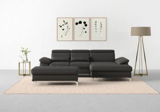 Sit&more Ecksofa »Cabrio L-Form, B: 295 cm, mit Sitztiefen-, Arm- & Kopfteilverstellung« 2 Nierenkissen, Federkern, optional Bettfunktion und Stauraum