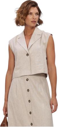 Y.A.S Y.a.s, Dames, Jassen, Beige, Maat: XL Linnen