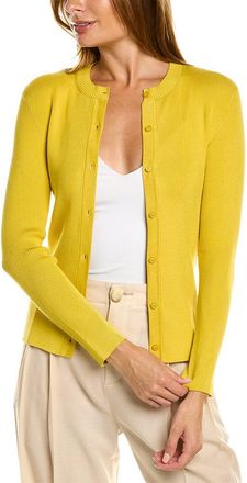 Oscar De La Renta Oscar De La Renta Ribbed Button Front Silk-Blend Cardigan