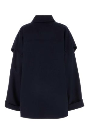 Bottega Veneta Womens Midnight Blue Wool Blend Coat Navy Exterior: Cashmere Cappotti