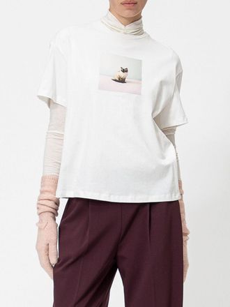 Twinset Dropped Shoulder Cotton T-shirt with Graphic Print