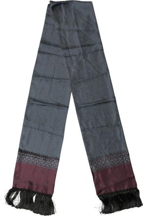 Dolce & Gabbana Silky Scarves, female, Gray, Size: ONE SIZE Silk Fringe Geometric Neck Wrap