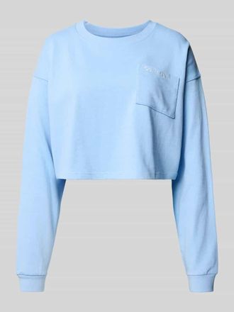 Calvin Klein Underwear Cropped Pyjama-Oberteil mit Logo-Stitching in Hellblau, Größe XL
