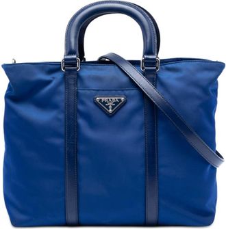 Prada Pre-owned Prada Vitello Trimmed Tessuto Satchel Ladies V3367ODVVW619NCQ