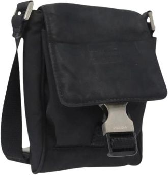 Prada Pre-owned Cross Body Bags, female, Black, Size: ONE SIZE Pre-owned Nylon Shoulder Bag